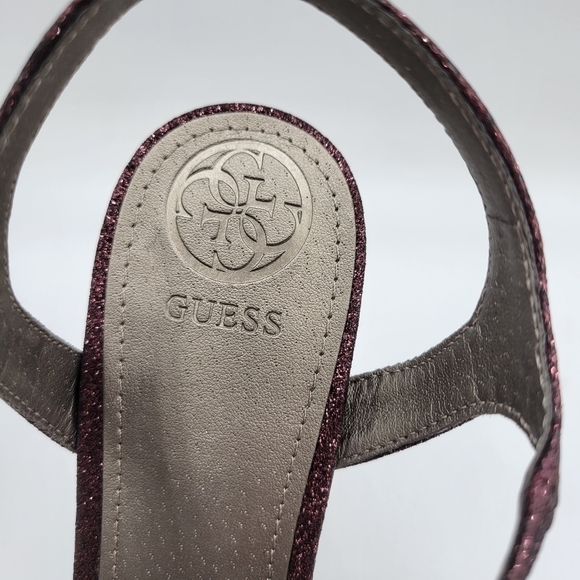 Guess Jordie Metallic Glitter Dark Purple Dress Sandals 8 - Picture 8 of 11